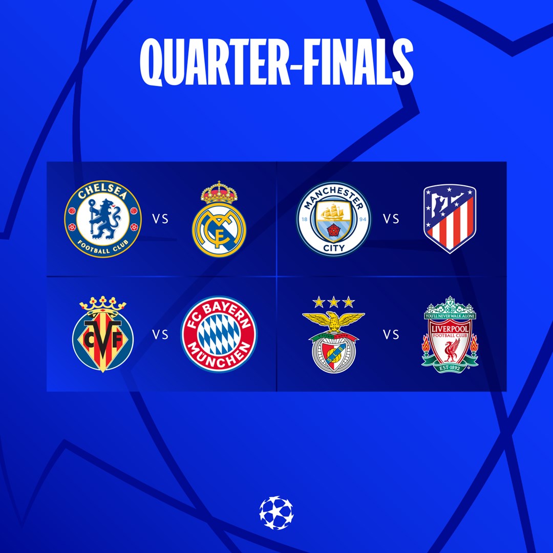 UEFA define confrontos das quartas de final da Champions League
