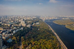 kiev capital da ucrânia. vista aérea.
