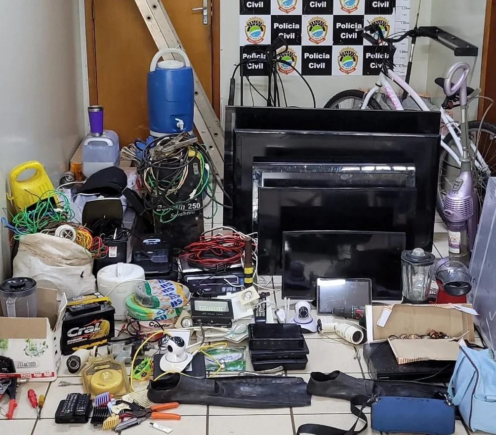 Produtos receptados encontrados pela polícia 
Foto: divulgação PCMS