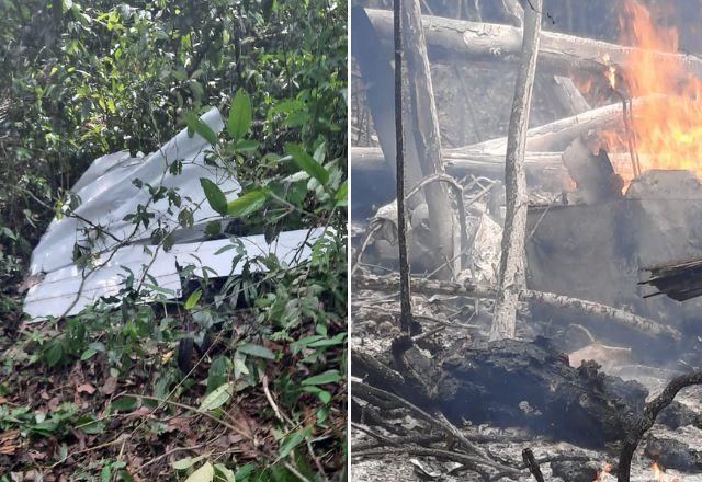 Aeronave explodiu logo após a decolagem, próximo à pista do Aeroporto Internacional de Rio Branco, na manhã de domingo (29).|Foto: SBT News/Reprodução