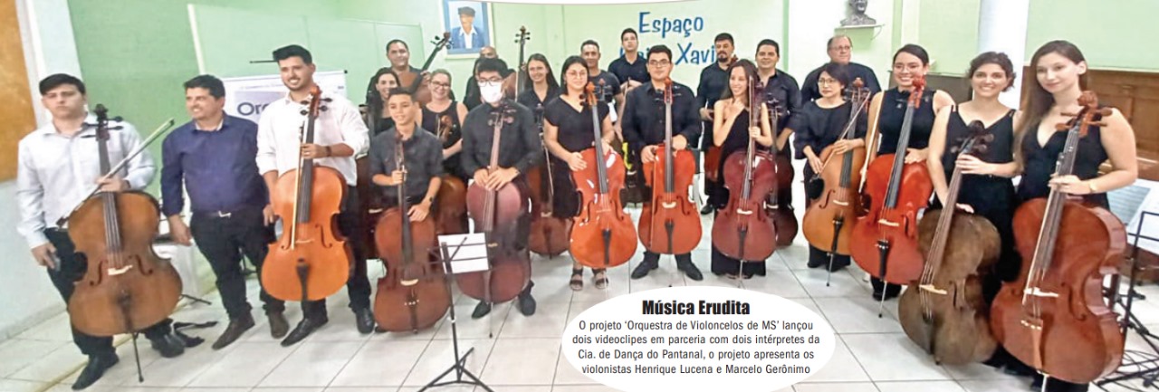 O projeto ‘Orquestra de Violoncelos de MS’ lançou
dois videoclipes em parceria com dois intérpretes da
Cia. de Dança do Pantanal, o projeto apresenta os
violonistas Henrique Lucena e Marcelo Gerônimo.|Foto: Acervo pessoal