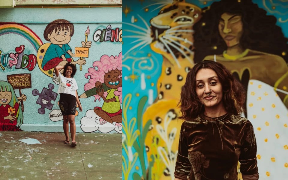 Thalita Valiente e
Erika Pedraza foram
duas das 17 artistas que
participaram do projeto
ODS nos Muro (Fotos: Muriel Xavier|)