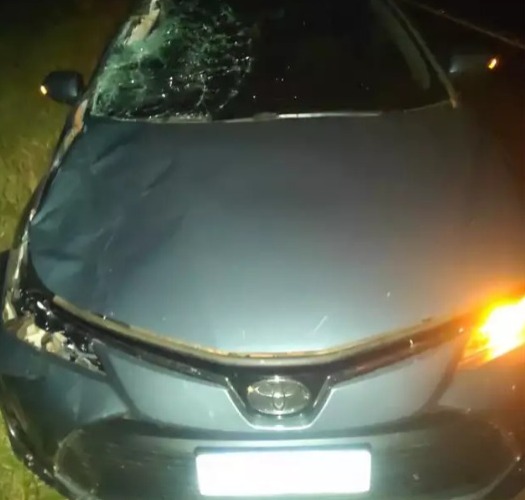 Veículo após o acidente ( Foto:  Divulgação/PMR)