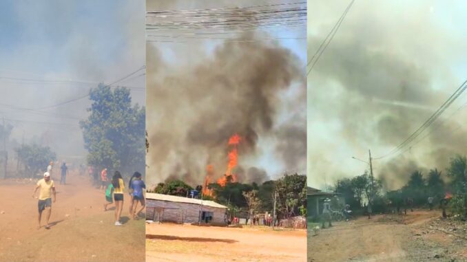 Incêndio atinge barracos na Aldeia Água Bonita em Campo Grande