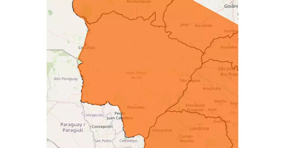 Frente fria traz chuva forte, ventos intensos e risco de granizo em MS nesta segunda-feira