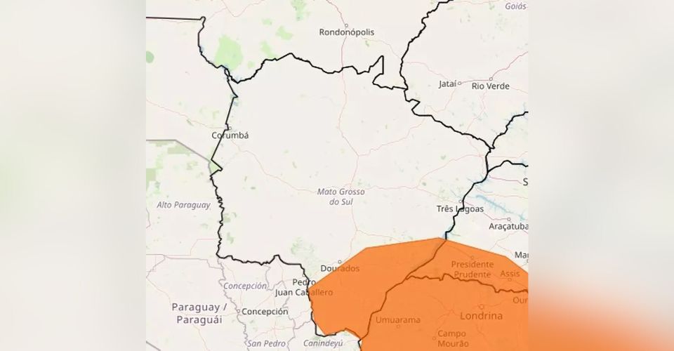 Tempestade com ventos de até 100 km/h coloca em risco 33 municípios de MS