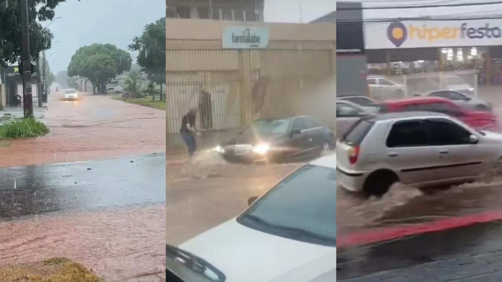 Chuva deixa ruas inundadas e moradores ilhados em bairros da Capital