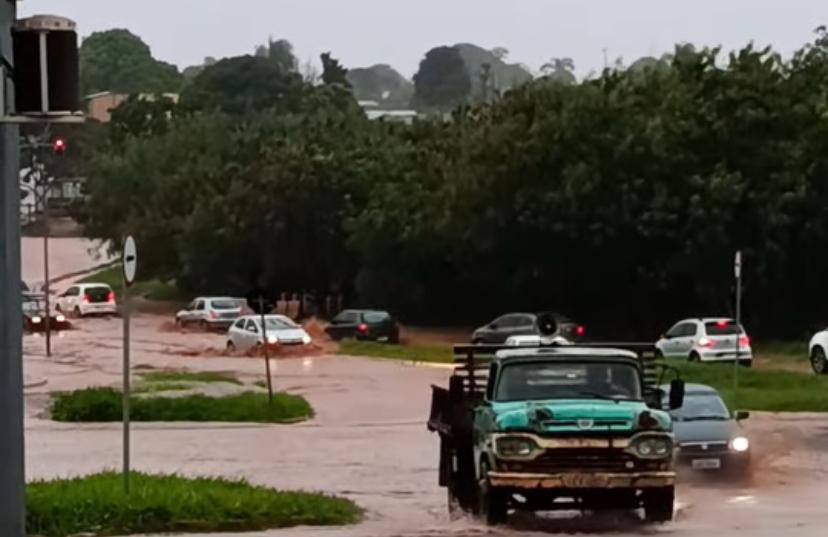 Nova pancada de chuva agrava alagamentos e repete queda de árvore na Avenida Gunter Hans