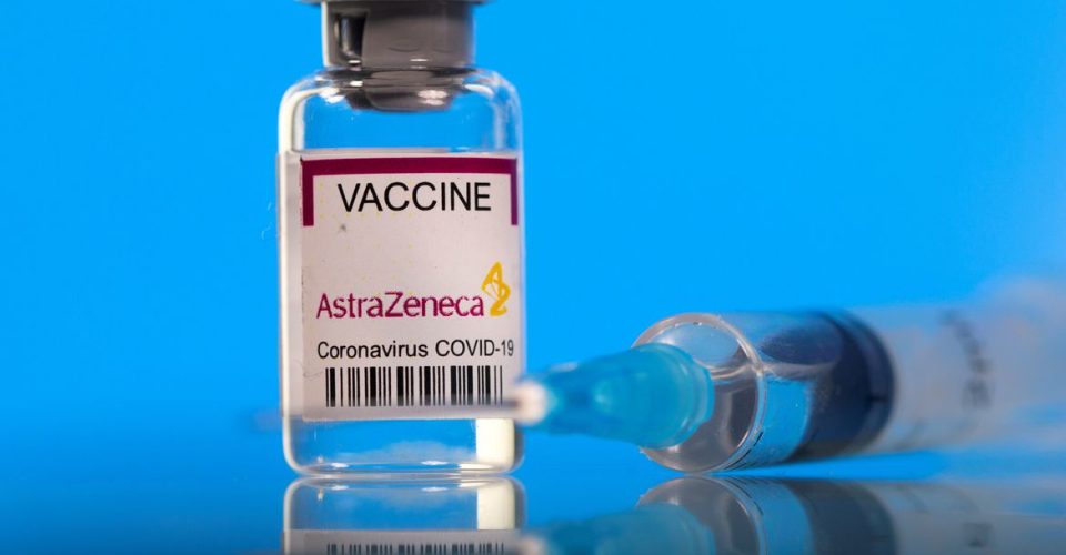 FILE PHOTO: A vial labelled with the AstraZeneca coronavirus disease (COVID-19) vaccine is seen in this illustration picture taken March 19, 2021. REUTERS/Dado Ruvic/Illustration/File Photo