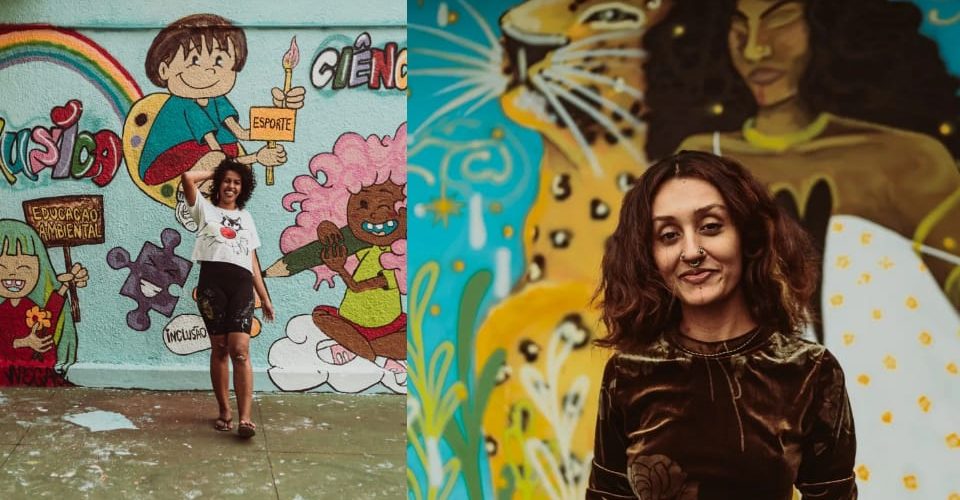 Thalita Valiente e
Erika Pedraza foram
duas das 17 artistas que
participaram do projeto
ODS nos Muro (Fotos: Muriel Xavier|)