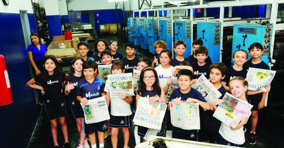 Foto: Alunos do colégio
Marista Alexander
Fleming, durante visita
ao jornal O Estado/Nilson Figueiredo