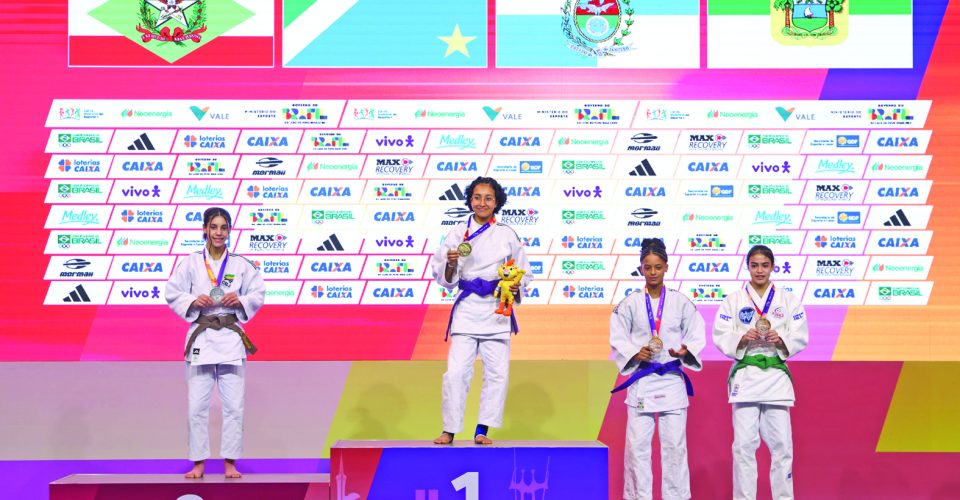Jogos da Juventude CAIXA Brasilia 2025 -  Local: CICB  - Cerimonia de Premiação do Judo -  Feminino - 40KG - Ouro: Anna Mendes (MS) , Prata: Beatriz Dalsochio (SC), Bronze: Laryssa Santos (RN) e Julia Martins (RJ) - Foto:Wagner Araújo / COB - IG: @wags.photo / @timebrasil