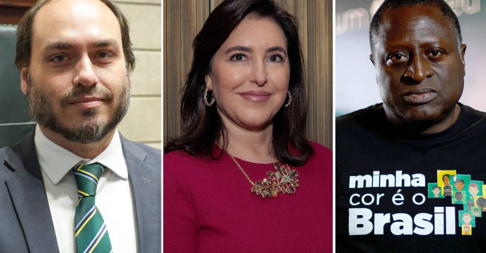 Carlos Bolsonaro (PL), Simone Tebet (PSB) e Hélio Lopes (PL) mudaram domicílio eleitoral para concorrer ao Senado - Foto: Luciola Villela, Ronny Santos e Pedro Ladeira/divulgação CMRJ e Folhapress