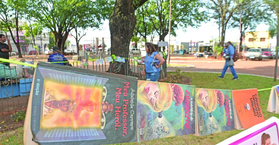 Foram doadas mais
de 2 mil obras no evento
que movimentou a Praça Ary
Coelho, atraindo pessoas
interessadas nos livros - Foto: Nilson Figueiredo
