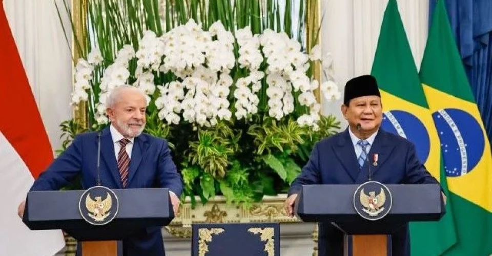 Lula em declaração à imprensa ao lado do presidente da Indonésia, Prabowo Subianto - Foto: divulgação/Ricardo Stuckert/PR