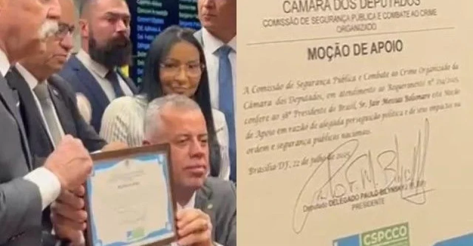 Deputados exibem moção de apoio a Bolsonaro em comissão da Câmara - Foto: Gabriela Tunes/SBT