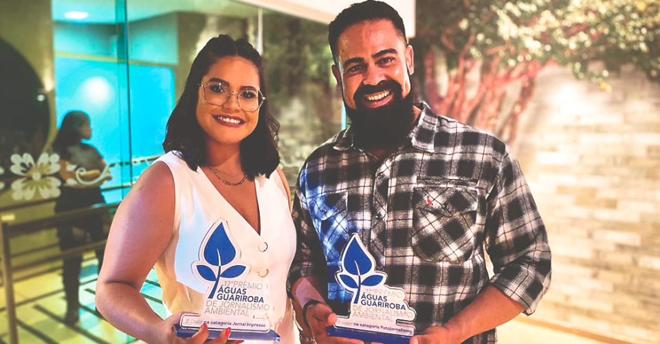 Dois dos ganhadores do prêmio águas Camila Alcântara e Marcos Maluf.|Foto: Brenda Leitte