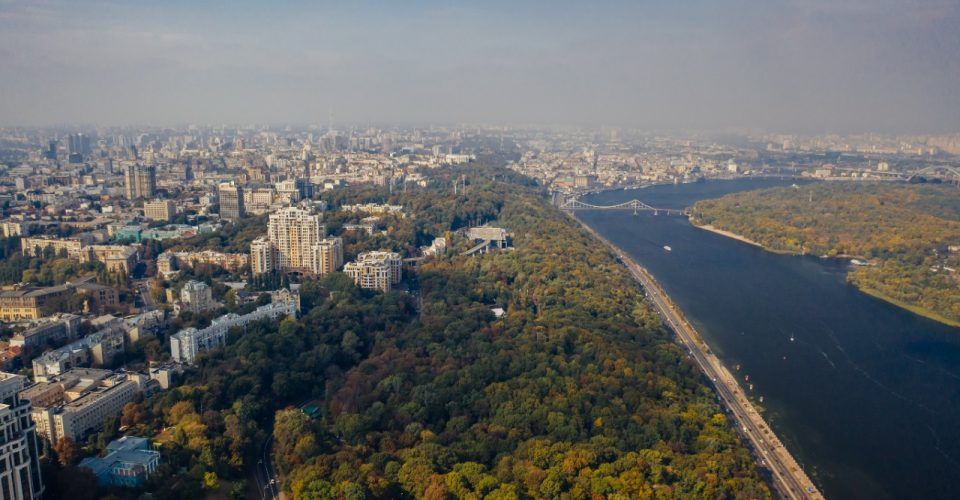 kiev capital da ucrânia. vista aérea.