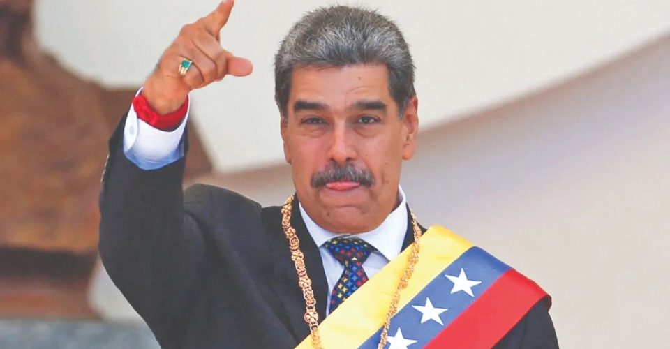 Ditador da Venezuela, Nicolás Maduro, durante cerimônia de posse para um terceiro mandato no cargo em Caracas. Foto: Reuters/Leonardo Fernandez