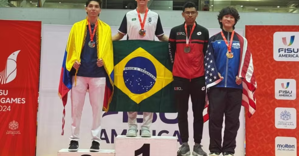 Multicampeão, foi a primeira vez que Luiz Felipe Aquino disputou os Jogos Pan-Americanos Universitários — Foto: Divulgação