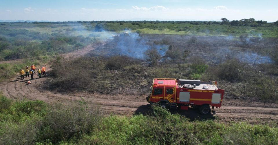 Queima Controlada na Base da UFMS (Foto: Reprodução)