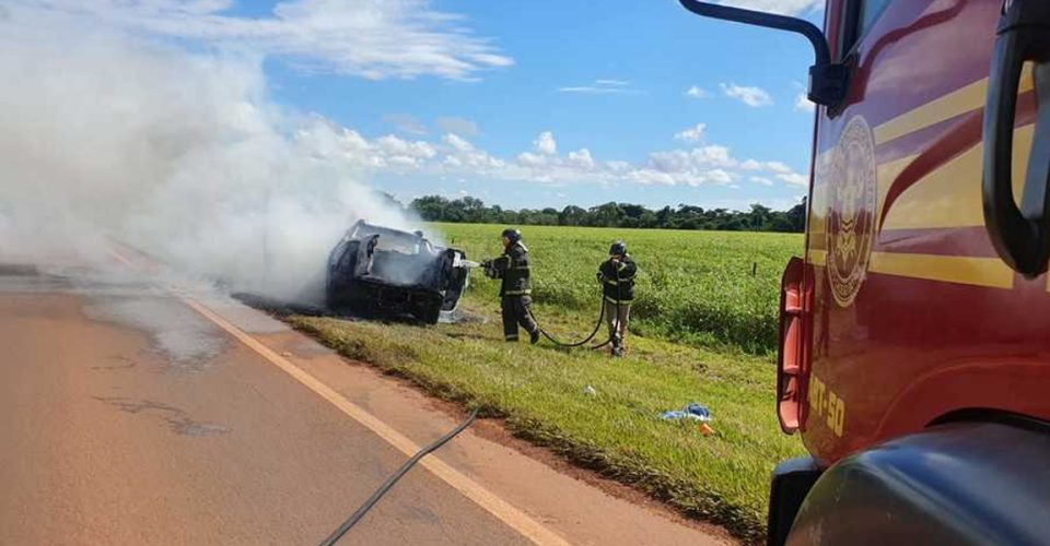 Corpo de Bombeiros utilizou cerca de 2500 litros de água para conter as chamas 
Foto: reprodução Noticidade