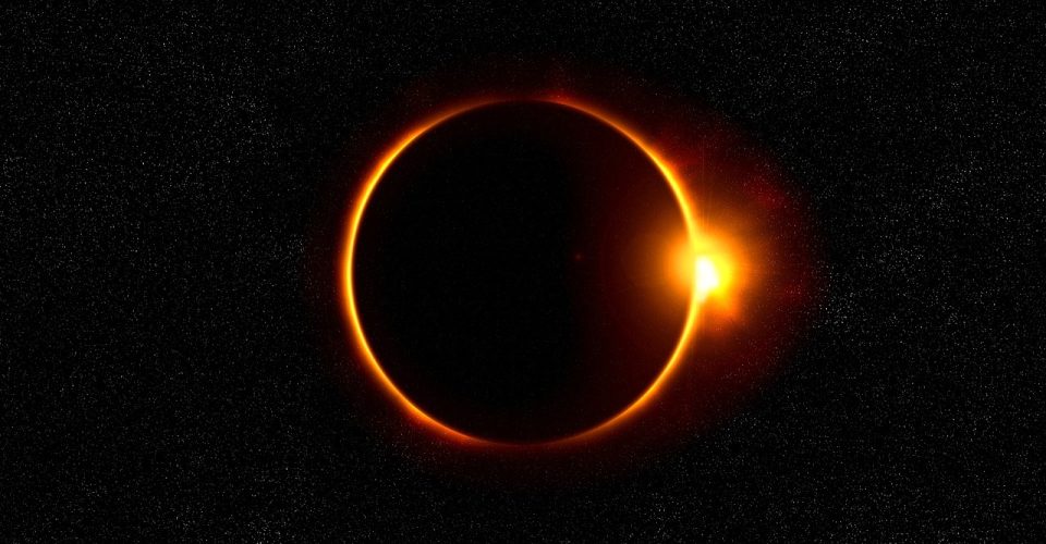 Representação de um eclipse solar anular Foto: Pixabay